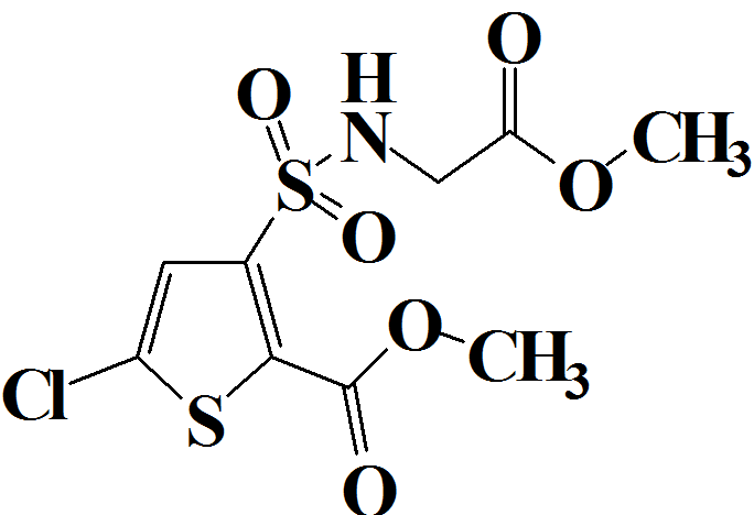 5-氯-3-[n-(甲氧基羰基甲基)氨基磺酰基]-2-噻吩甲酸甲酯产品图片