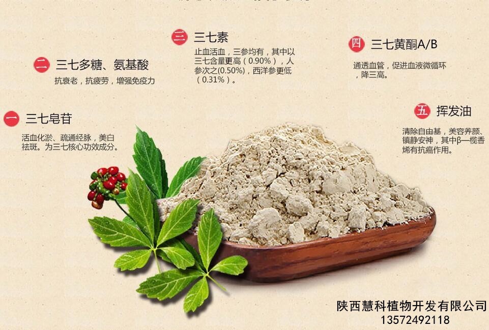 三七提取物 三七原料 三七粉 功效(陕西慧科植