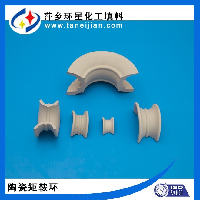 萍乡陶瓷矩鞍环填料规格型号38mm-50mm-76mm脱碳装置陶瓷矩鞍环